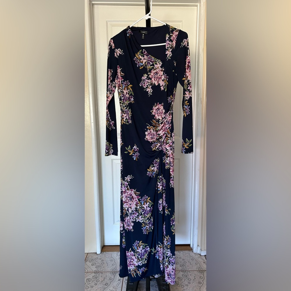 Aqua Blue Asymmetrical Long Sleeve Gown